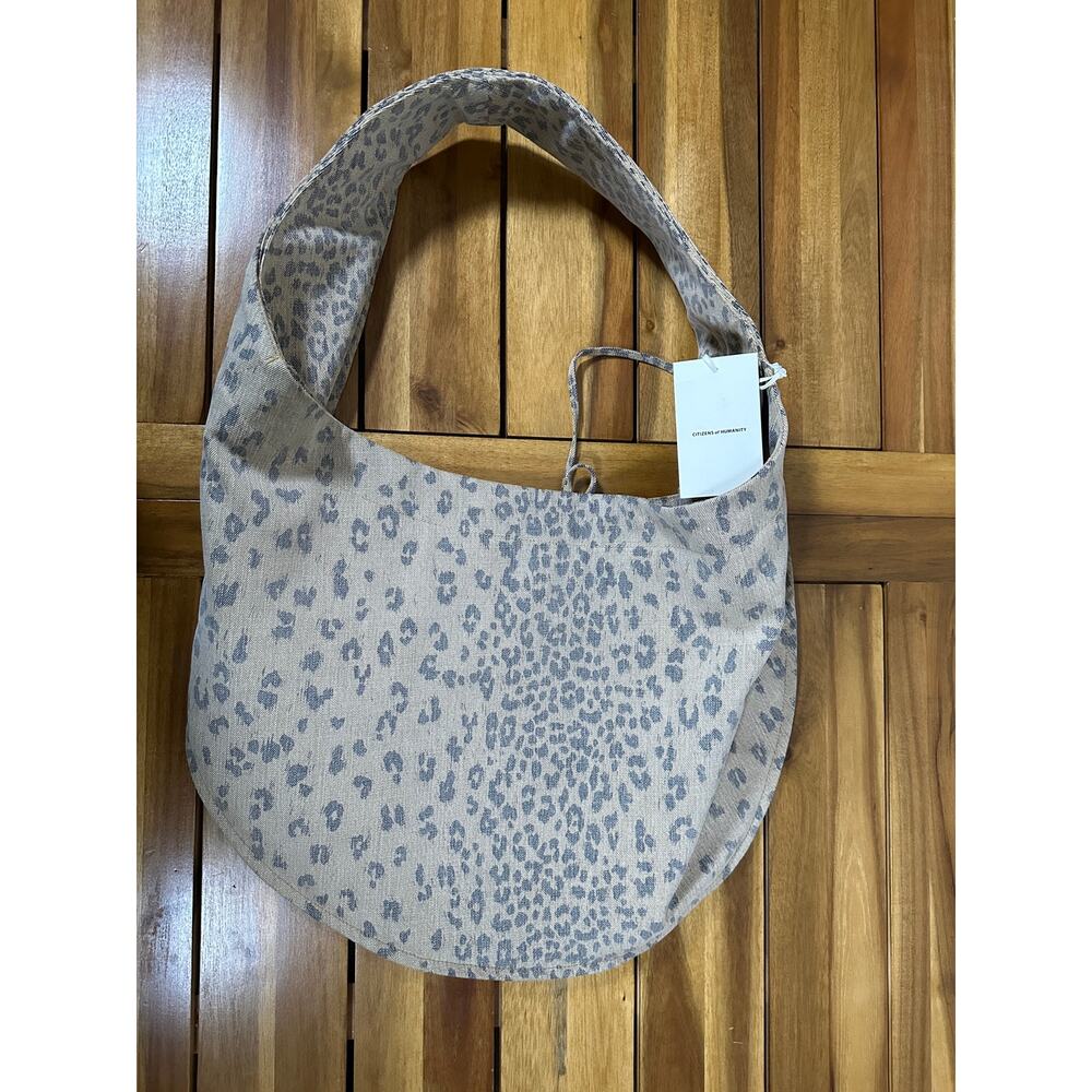 Citizens of Humanity Boho Bag Natural Cheetah Denim Hobo Tote NWT Anthropologie - Picture 2 of 9